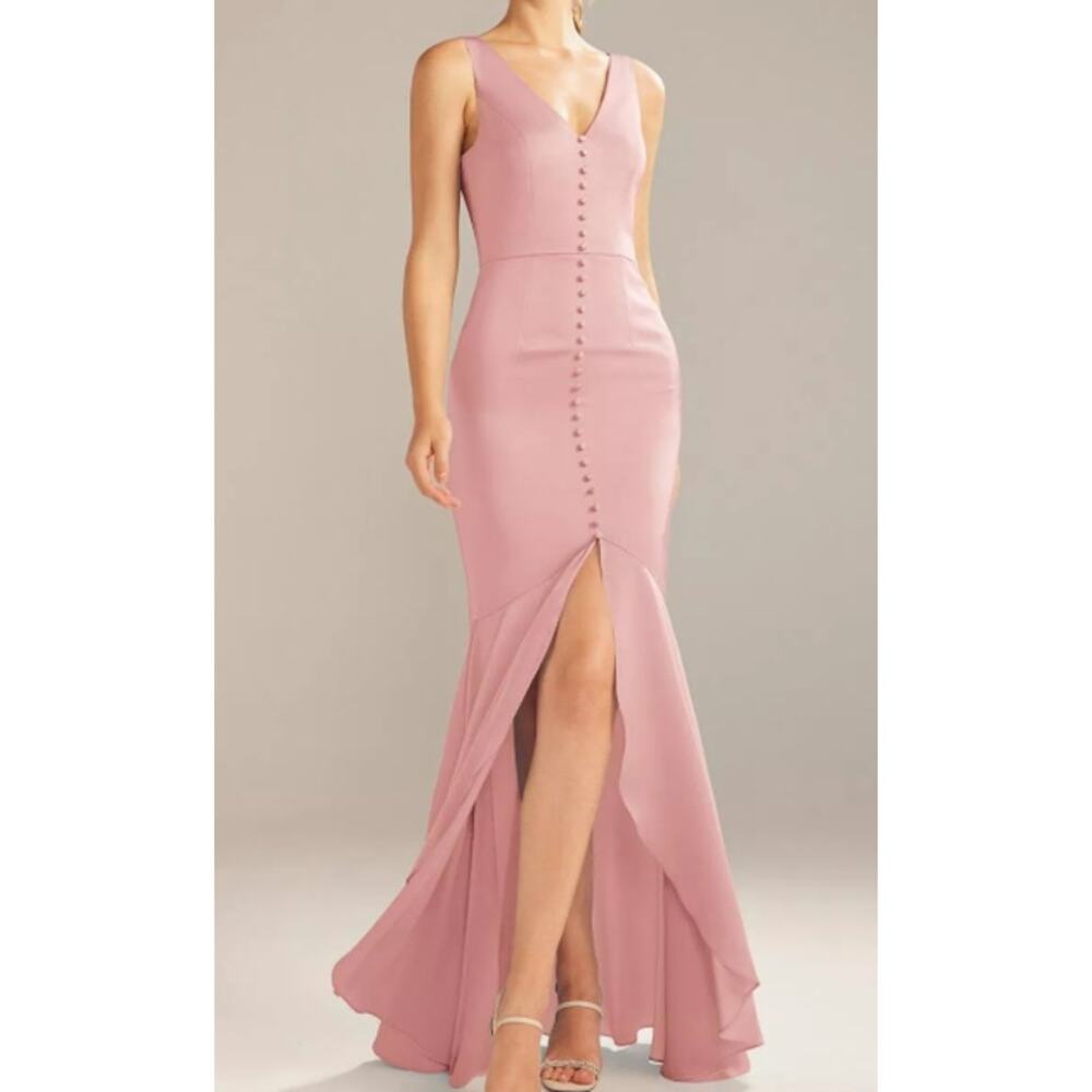 AW BRIDAL SZ 8 M rose quartz pink Adagio cocktail wedding party maxi dress 0b6